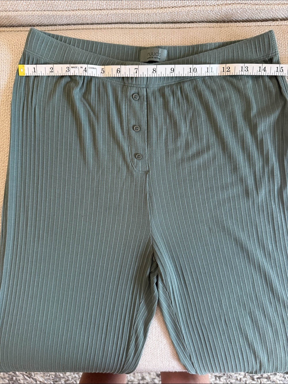 nuuds Agave/Olive Green Ribbed Tank Top and Lounge Pants Pajamas - Picture 10 of 15